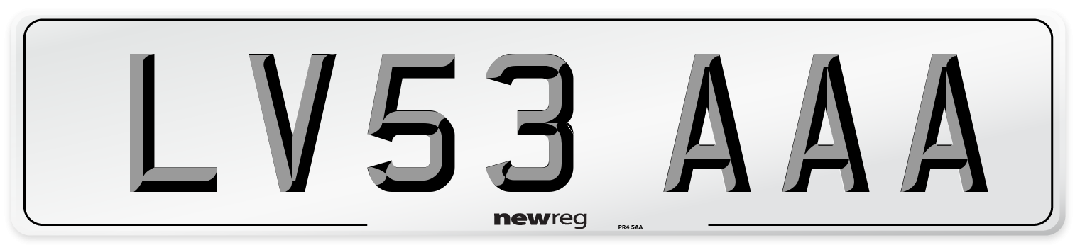 LV53 AAA Number Plate from New Reg